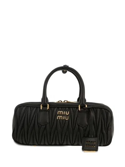 Pre-owned Miu Miu Arcadie Handbag In Black