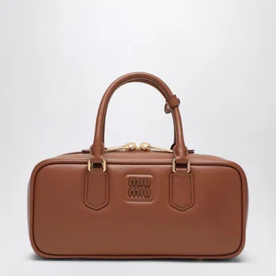Miu Miu Arcadie Large Cognac Coloured Top Case In Brown