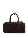 Miu Miu Large Suede Tote Bag With Shoulder Strap In Brown