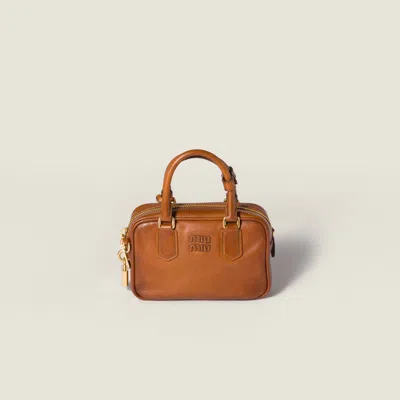 Miu Miu Arcadie Leather Bag In Brown