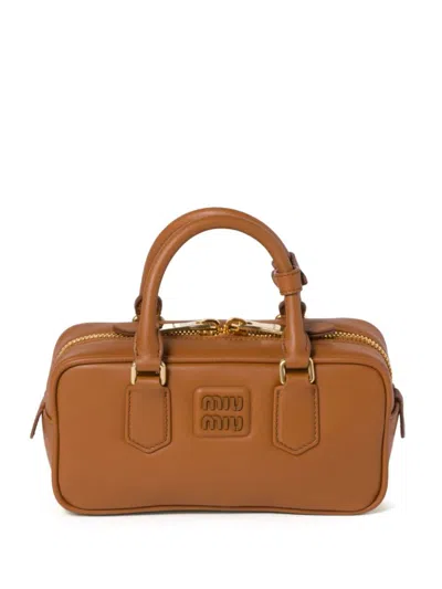 Miu Miu Arcadie Leather Bag In F0046 Cognac
