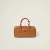 Miu Miu Arcadie Large Leather Top-handle Bag In Cognac