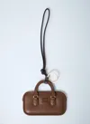 Miu Miu Arcadie Leather Keyring In Brown