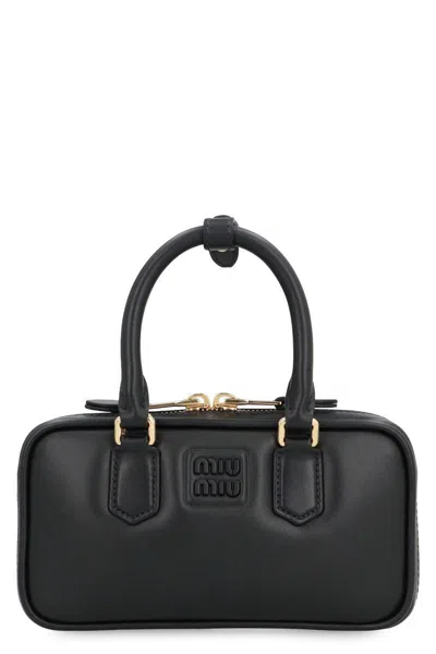 Miu Miu Arcadie Leather Mini Bag In Black