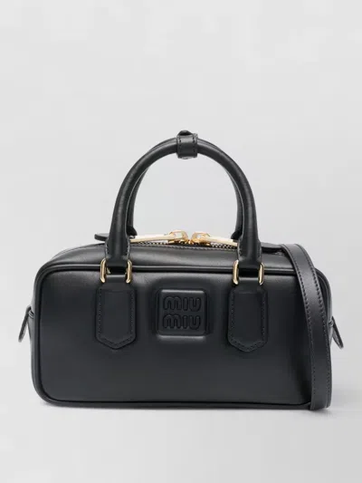 Miu Miu Arcadie Leather Mini Bag Gold Hardware In Black
