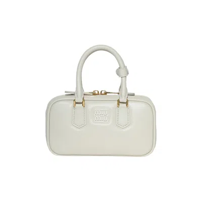 Pre-owned Miu Miu Arcadie Leather Mini-bag 'talco' | White | Women's Size Onesize