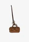 Miu Miu Arcadie Leather Trick Keyring In Brown