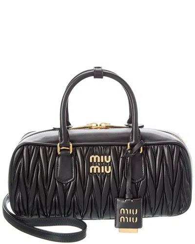 Miu Miu Arcadie Matelasse Leather Shoulder Bag In Black