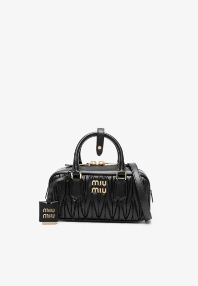 MIU MIU ARCADIE MATELASSÉ LEATHER TOP HANDLE BAG