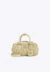 Miu Miu Arcadie  Matelassé Leather Top Handle Bag In Cream
