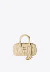 Miu Miu Arcadie Matelassé Leather Top Handle Bag In White