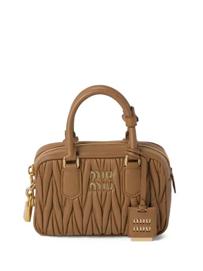 MIU MIU ARCADIE MATELASSÉ LEATHER TOTE BAG