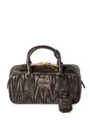 Miu Miu Arcadie Matelassé Leather Tote Bag In Brown