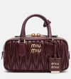 Miu Miu Arcadie Matelassé Leather Tote Bag In Burgundy