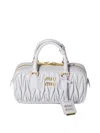 Miu Miu Arcadie Matelassé Leather Tote Bag In Gray