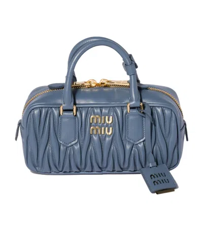 Miu Miu Arcadie Matelassé Nappa Leather Bag In Blue