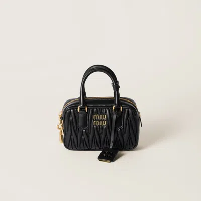 Miu Miu Arcadie Matelassé Nappa Leather Bag In Black