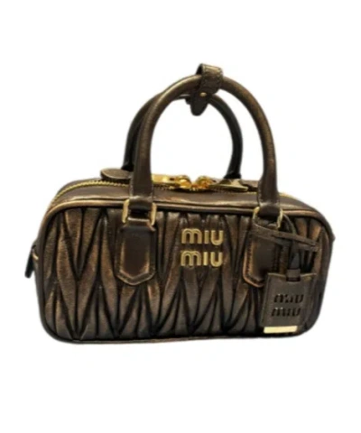 Miu Miu Arcadie Matelassé Nappa Leather Bag In Black