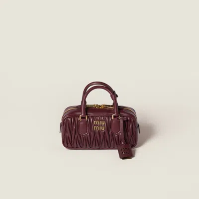 Miu Miu Arcadie Matelassé Nappa Leather Bag In Burgundy