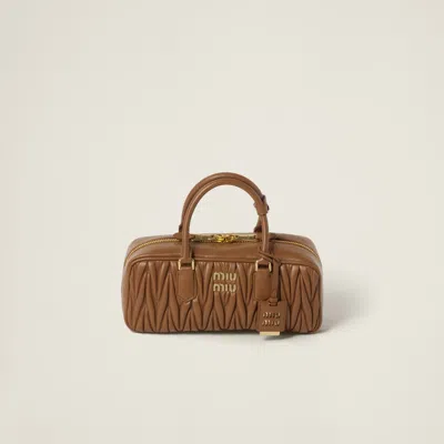 Miu Miu Arcadie Matelassé Nappa Leather Bag In Caramel