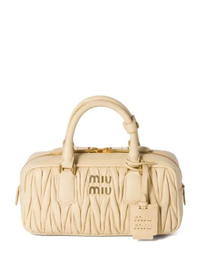 Miu Miu Arcadie Matelassé Nappa Leather Bag In Soia