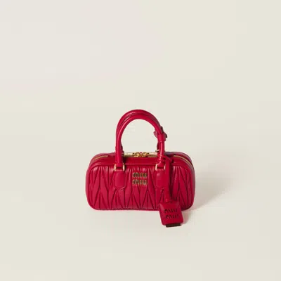 Miu Miu Arcadie Matelassé Nappa Leather Mini-bag In Red