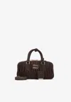 Miu Miu Arcadie Matelassé Nappa Leather Shoulder Bag In Brown