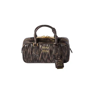 Pre-owned Miu Miu Arcadie Matelasse Old Leather Bag 'caffe' | Brown | Women's Size Onesize