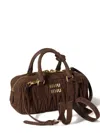 Miu Miu Arcadie Matelassé Suede Bag In Brown
