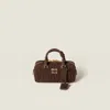 Miu Miu Arcadie Matelassé Suede Bag In Brown