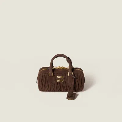 Miu Miu Arcadie Matelassé Suede Bag In Brown