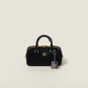 Miu Miu Arcadie Matelassé Velvet Bag In Black