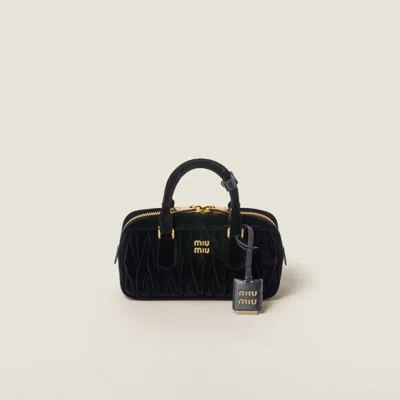 Miu Miu Arcadie Matelassé Velvet Bag In Black
