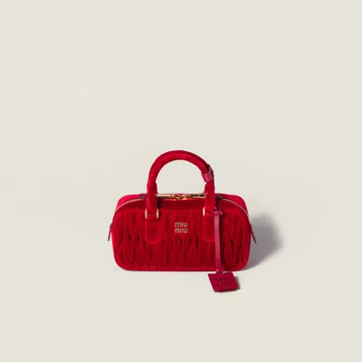Miu Miu Arcadie Matelassé Velvet Bag In Red
