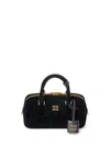Miu Miu Arcadie Matelassé Vevlet Tote Bag In Black