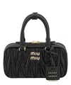 Miu Miu Mini Arcadie Leather Handbag In Black