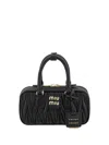Miu Miu Mini Arcadie Leather Handbag In Nero