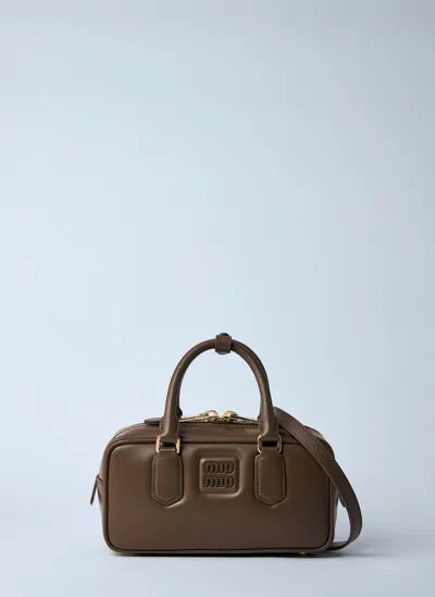Miu Miu Arcadie Mini Leather Handbag In Brown