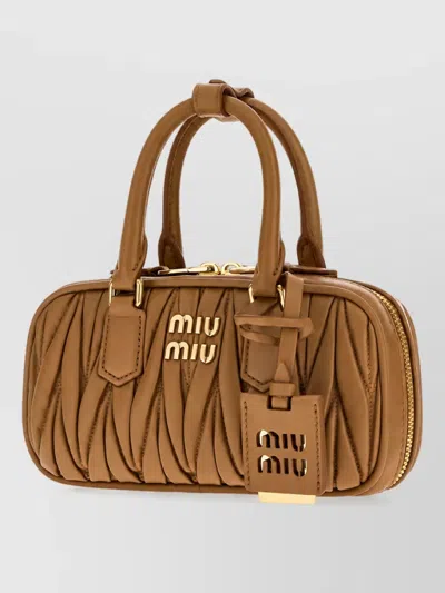 Miu Miu Arcadie Nappa Leather Clutch Bag In Brown