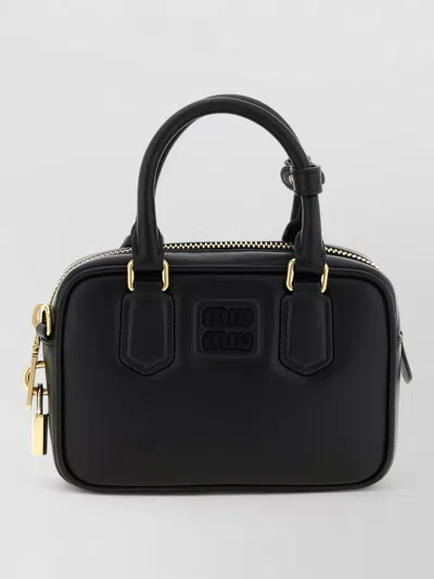Miu Miu Arcadie Nappa Leather Mini Bag In Black