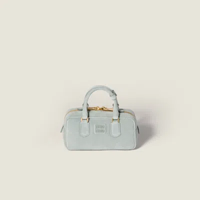 Miu Miu Arcadie Padded Suede Top-handle Bag In Blue
