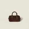 Miu Miu Arcadie Padded Suede Top-handle Bag In Brown