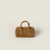 Miu Miu Arcadie Padded Suede Top-handle Bag In Green
