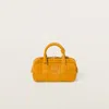 Miu Miu Mustard Suede Arcadie Handbag In Whiskey