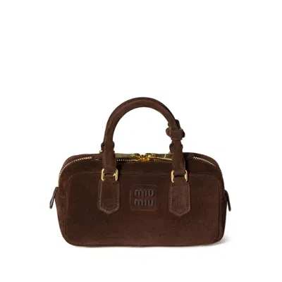 Miu Miu Arcadie Padded Tote Bag In Brown