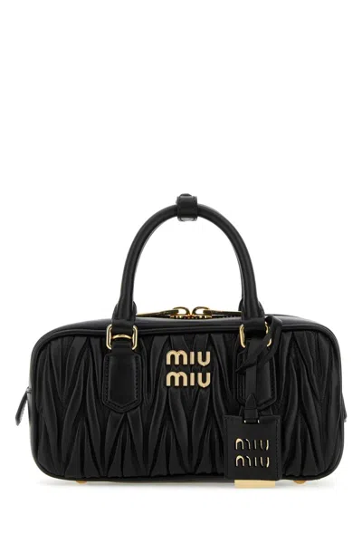 Miu Miu Arcadie Matelassé Leather Top Handle Bag In Black