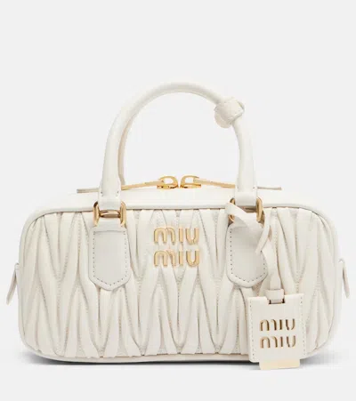 Miu Miu Arcadie Small Leather Top-handle Bag In White