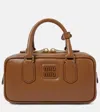 Miu Miu Arcadie Small Leather Tote Bag In Brown
