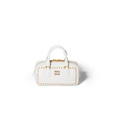 Miu Miu Arcadie Studded Leather Bag In White
