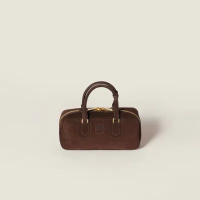 Miu Miu Arcadie Suede Bag In Brown